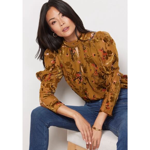 French Connection Velvet Guthren Burnout Blouse Top M - Picture 1 of 11